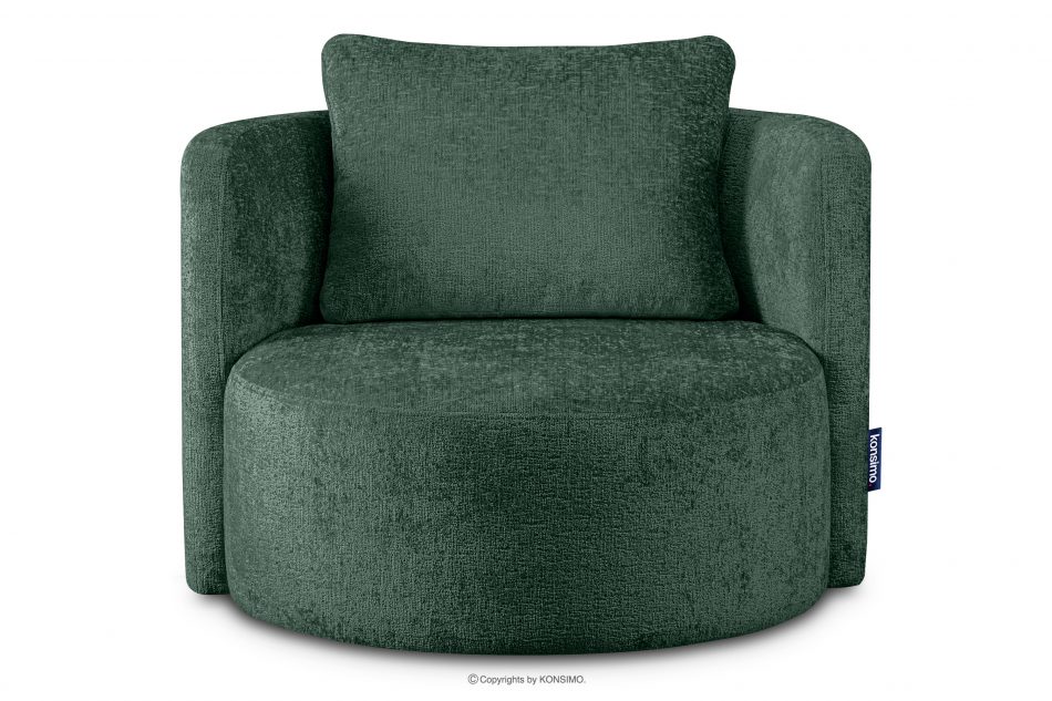RAGGI Zestaw fotel i puf obrotowy w tkaninie szenil zielony zielony - zdjęcie 2