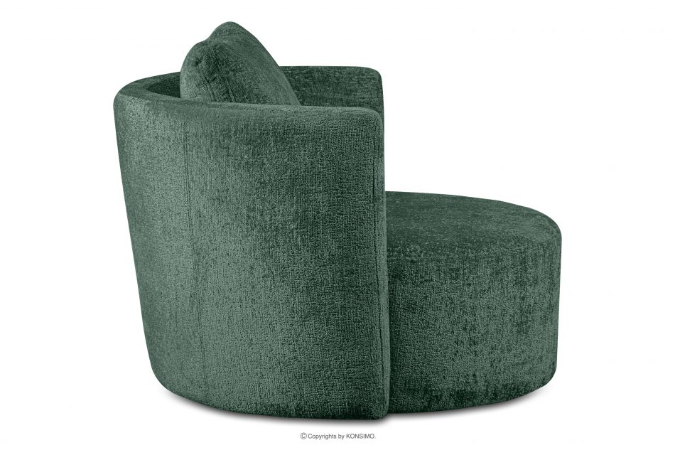 RAGGI Zestaw fotel i puf obrotowy w tkaninie szenil zielony zielony - zdjęcie 4