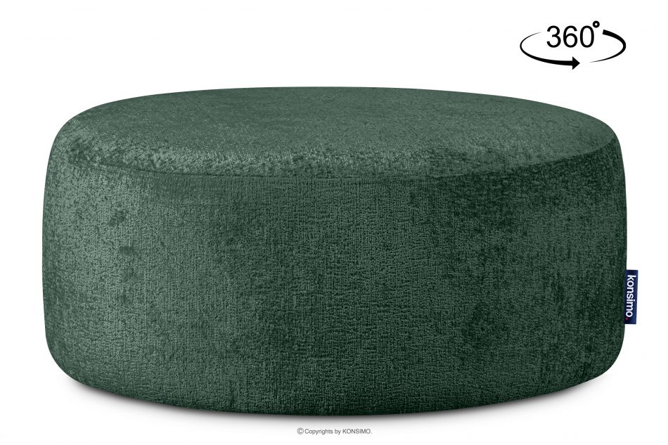 RAGGI Zestaw fotel i puf obrotowy w tkaninie szenil zielony zielony - zdjęcie 16
