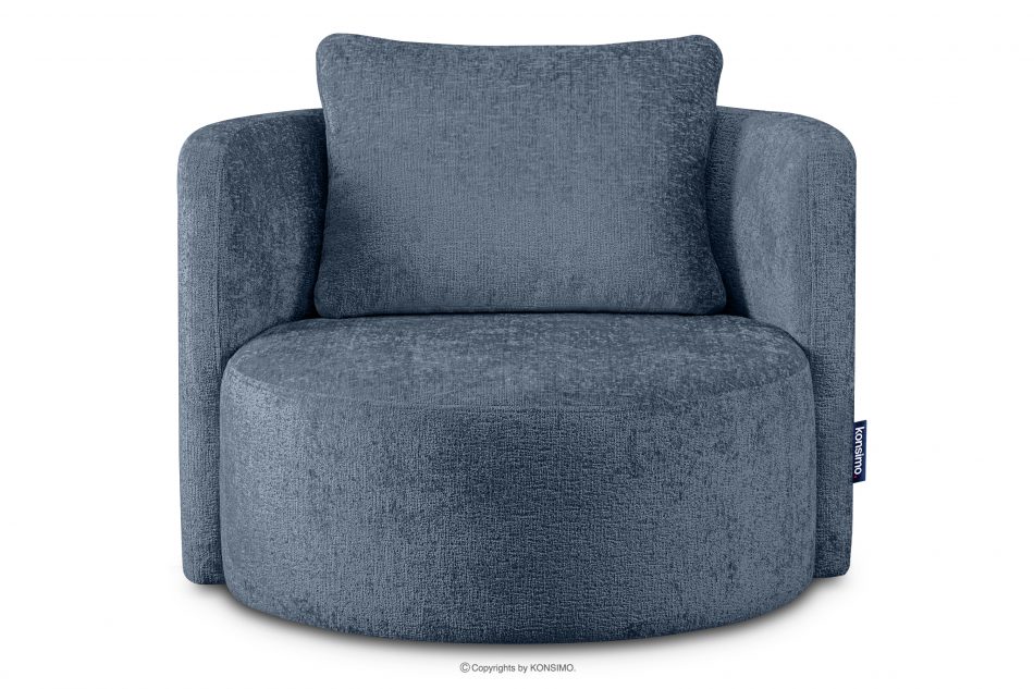 RAGGI Zestaw fotel i puf obrotowy w tkaninie szenil ciemny niebieski ciemny niebieski - zdjęcie 2