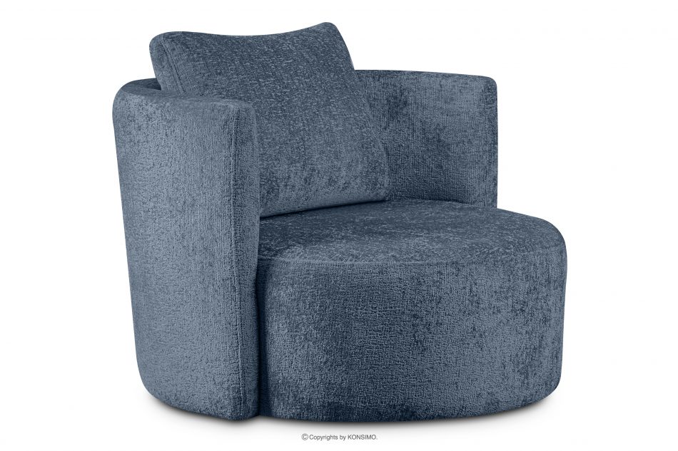 RAGGI Zestaw fotel i puf obrotowy w tkaninie szenil ciemny niebieski ciemny niebieski - zdjęcie 3