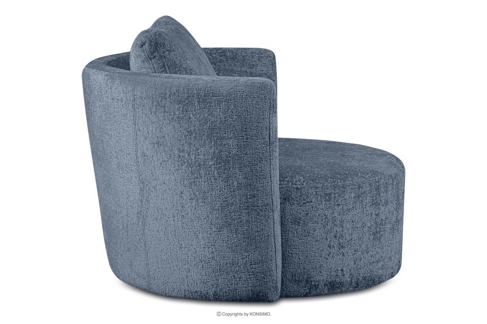RAGGI Zestaw fotel i puf obrotowy w tkaninie szenil ciemny niebieski ciemny niebieski - zdjęcie 4