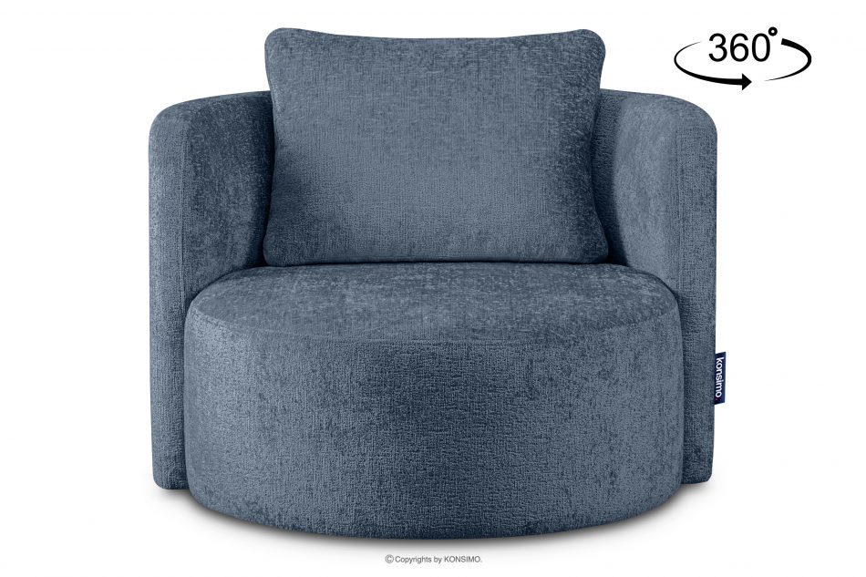 RAGGI Zestaw fotel i puf obrotowy w tkaninie szenil ciemny niebieski ciemny niebieski - zdjęcie 14