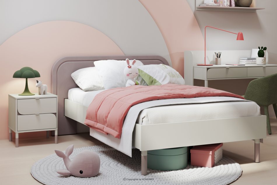 CATTA Duże łóżko ze stelażem do pokoju nastolatka kremowy/beżowy - zdjęcie 1