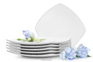 Elegancki kwadratowy talerz deserowy 6szt. platynowa linia