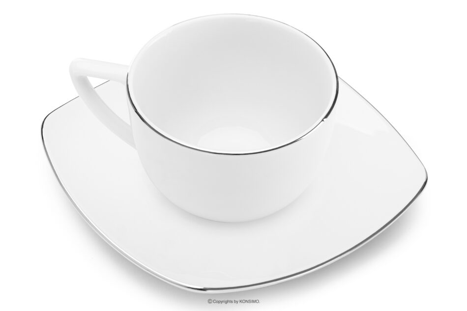 CARLINA Elegancki kwadratowy zestaw obiadowo-kawowy 12 os. (60el) platynowa linia platynowa linia - zdjęcie 20