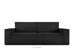 NAPI, https://konsimo.pl/kolekcja/napi/ Sofa rozkładana 3 osobowa z pojemnikiem na pościel czarny czarny - zdjęcie