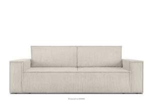 NAPI, https://konsimo.pl/kolekcja/napi/ Sofa rozkładana 3 osobowa z pojemnikiem na pościel kremowa kremowy - zdjęcie