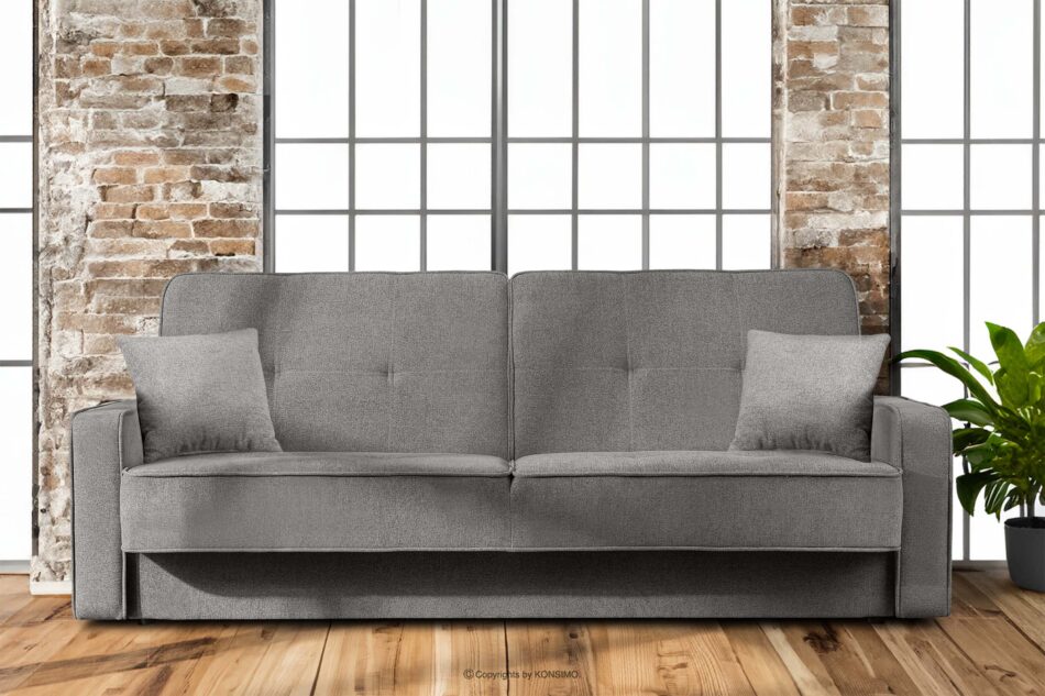 ORIO Rozkładana sofa do salonu w tkaninie plecionej popielata popielaty - zdjęcie 1