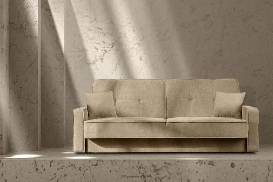 ORIO Rozkładana sofa do salonu w tkaninie plecionej kremowa kremowy - zdjęcie 10