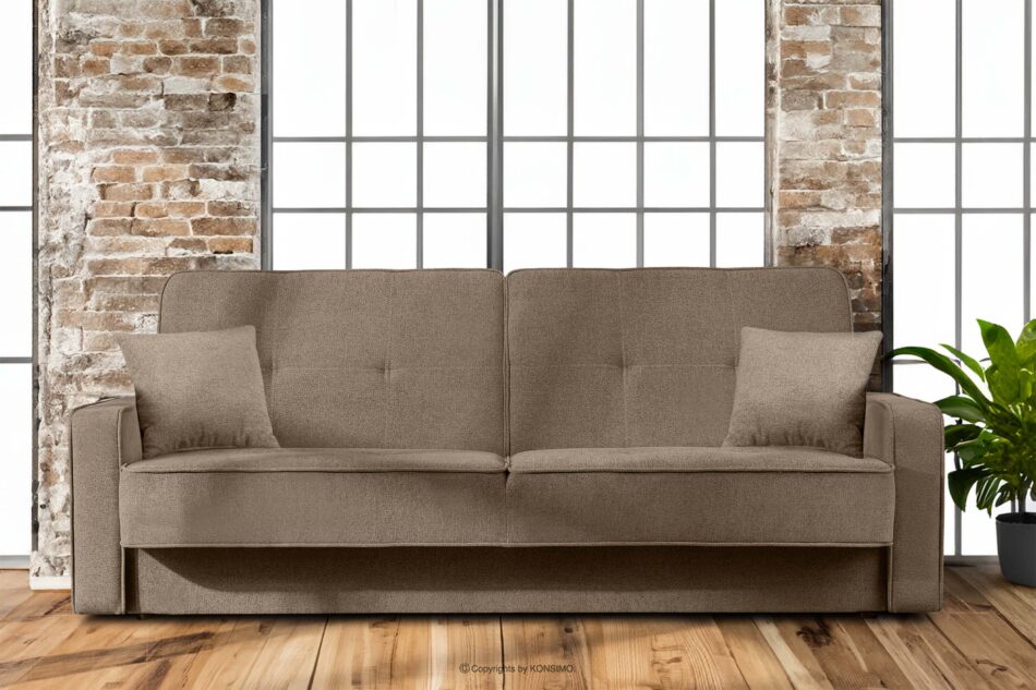 ORIO Rozkładana sofa do salonu w tkaninie plecionej brązowa brązowy - zdjęcie 1
