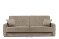Rozkładana sofa do salonu w tkaninie plecionej jasnobrązowa