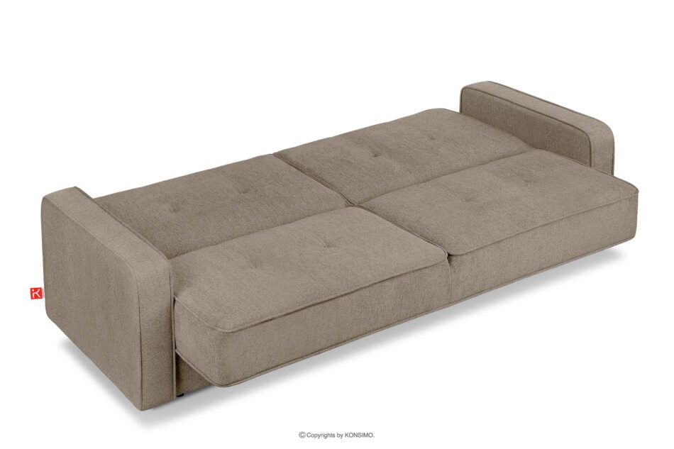 ORIO Rozkładana sofa do salonu w tkaninie plecionej jasnobrązowa jasny brązowy - zdjęcie 3
