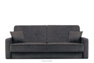 Rozkładana sofa do salonu w tkaninie plecionej granatowy/brązowy