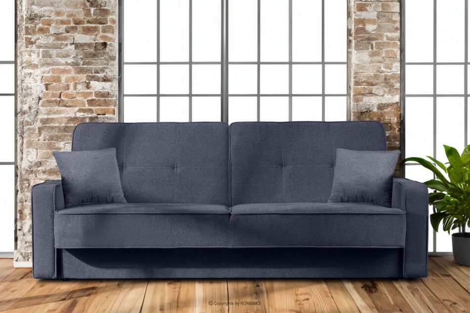 ORIO Rozkładana sofa do salonu w tkaninie plecionej granatowa granatowy - zdjęcie 1