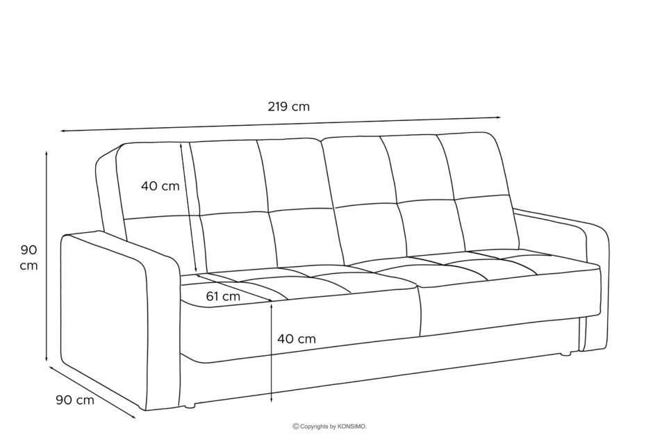 ORIO Rozkładana sofa do salonu w tkaninie plecionej grafitowa grafitowy - zdjęcie 11