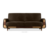 Sofa trzyosobowa rozkładana imitacja zamszu brązowy