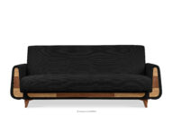 Sofa trzyosobowa rozkładana w tkaninie sztruks czarny