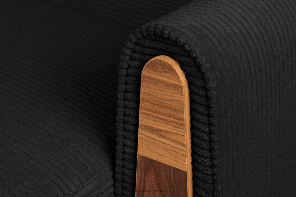 GUSTAVO II Sofa trzyosobowa rozkładana w tkaninie sztruks czarny czarny - zdjęcie 5