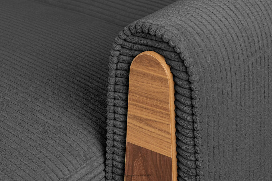 GUSTAVO II Sofa trzyosobowa rozkładana w tkaninie sztruks ciemny szary ciemny szary - zdjęcie 5