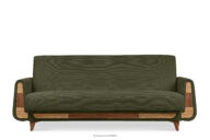 Sofa trzyosobowa rozkładana w tkaninie sztruks oliwkowy