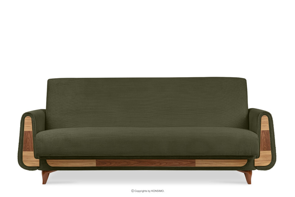 GUSTAVO II Sofa trzyosobowa rozkładana w tkaninie sztruks oliwkowy oliwkowy - zdjęcie 0