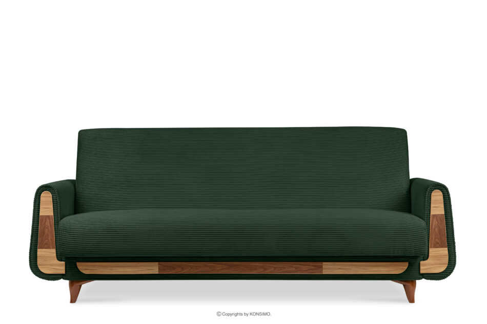 GUSTAVO II Sofa trzyosobowa rozkładana w tkaninie sztruks ciemny zielony ciemny zielony - zdjęcie 0