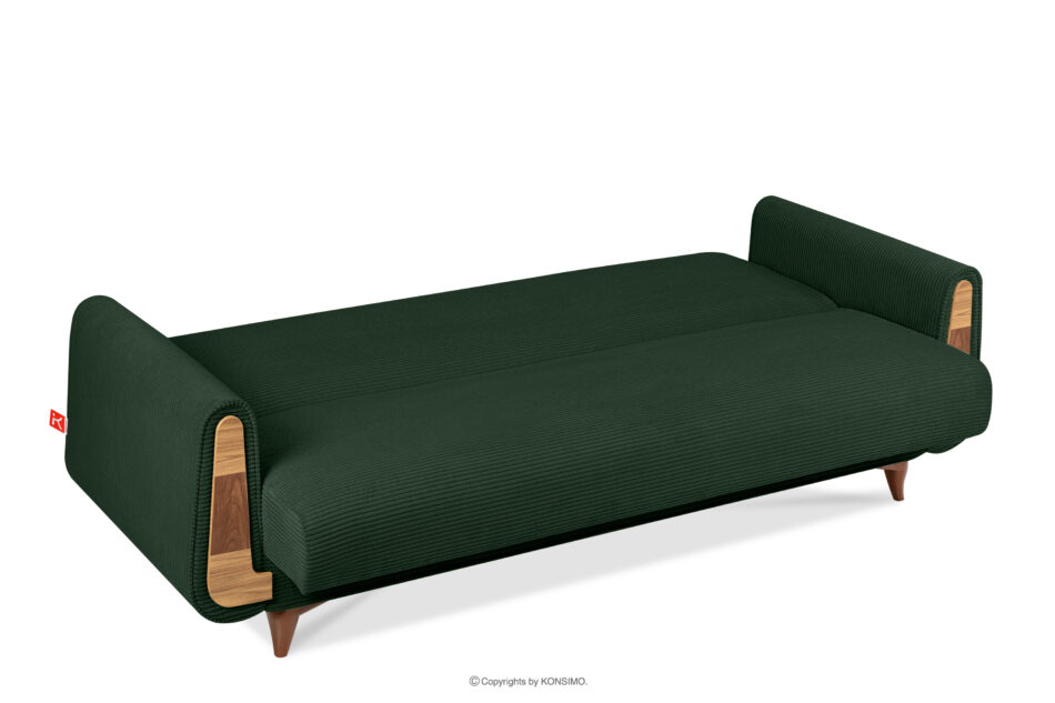 GUSTAVO II Sofa trzyosobowa rozkładana w tkaninie sztruks ciemny zielony ciemny zielony - zdjęcie 4