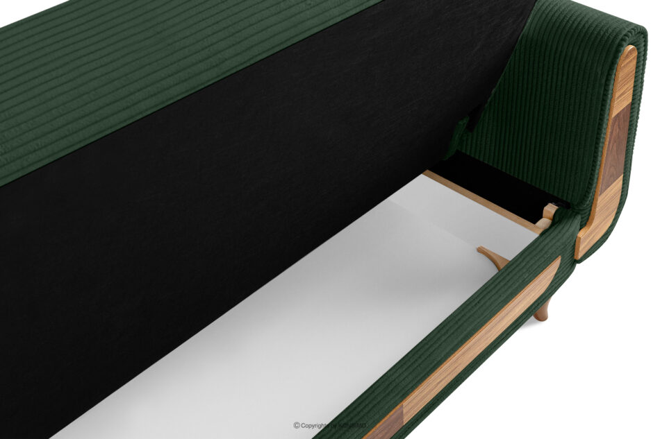 GUSTAVO II Sofa trzyosobowa rozkładana w tkaninie sztruks ciemny zielony ciemny zielony - zdjęcie 8