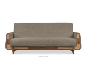 GUSTAVO II, https://konsimo.pl/kolekcja/gustavo-ii/ Sofa trzyosobowa rozkładana w tkaninie sztruks beżowy beżowy - zdjęcie