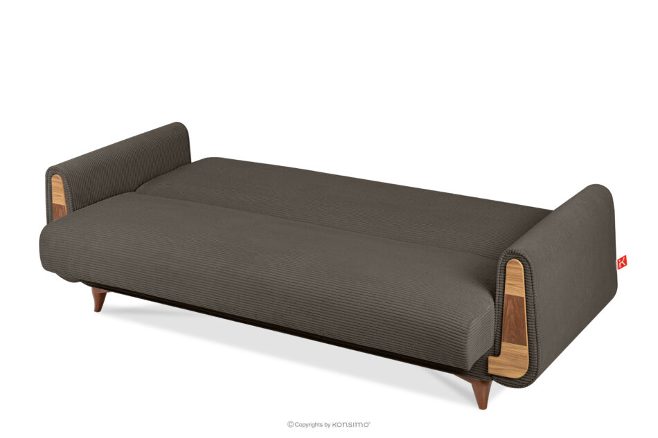 GUSTAVO II Sofa trzyosobowa rozkładana w tkaninie sztruks szarobeżowy szarobeżowy - zdjęcie 4