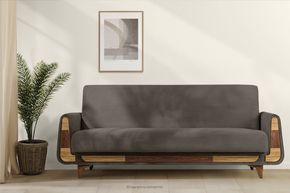 GUSTAVO II Sofa trzyosobowa rozkładana w tkaninie sztruks szarobeżowy szarobeżowy - zdjęcie 9