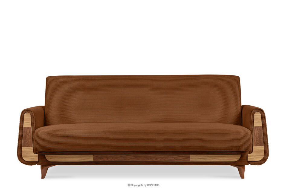 GUSTAVO II Sofa trzyosobowa rozkładana w tkaninie sztruks rudy rudy - zdjęcie 0