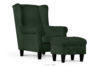 MILES Zestaw fotel uszak i puf zielony/czarny zielony/czarny - zdjęcie 1
