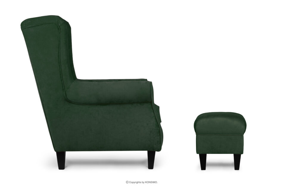 MILES Zestaw fotel uszak i puf zielony/czarny zielony/czarny - zdjęcie 2