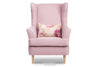 STRALIS Fotel i puf na drewnianych nóżkach różowy różowy - zdjęcie 3