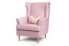 STRALIS Fotel i puf na drewnianych nóżkach różowy różowy - zdjęcie 4
