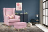 STRALIS Fotel i puf na drewnianych nóżkach różowy różowy - zdjęcie 2
