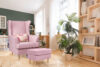 STRALIS Fotel i puf na drewnianych nóżkach różowy różowy - zdjęcie 15