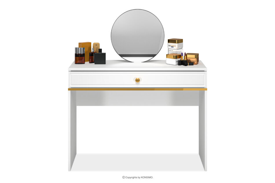ISORIA Eleganckie biurko w połysku biały połysk - zdjęcie 2