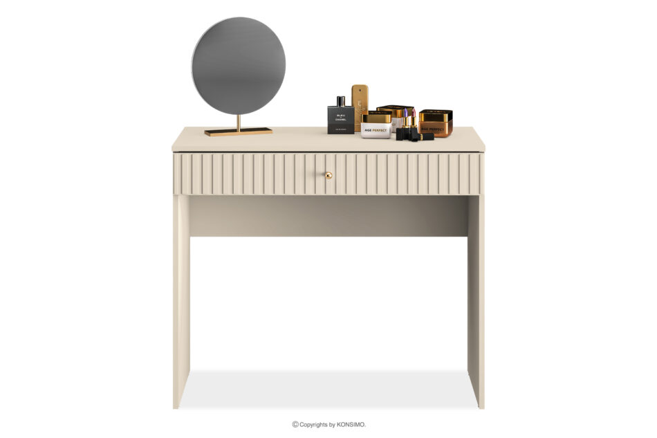 DROMA Eleganckie biurko z szufladą w kolorze kremowym kremowy - zdjęcie 2