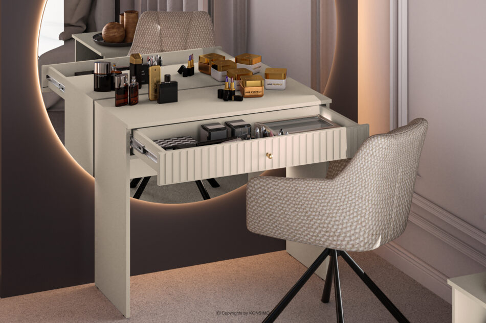 DROMA Eleganckie biurko z szufladą w kolorze kremowym kremowy - zdjęcie 5