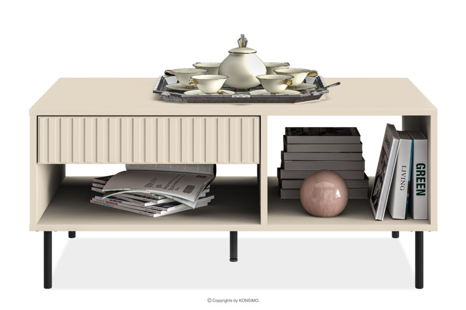 DROMA Elegancki stolik kawowy w kolorze kremowym kremowy - zdjęcie 2