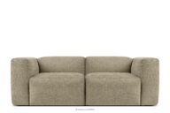 Sofa boho modułowa dwuosobowa w tkaninie plecionej piaskowa