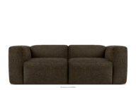 Sofa boho modułowa dwuosobowa w tkaninie plecionej brązowa
