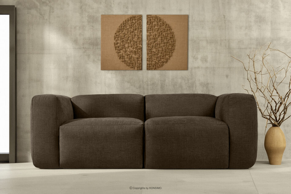 BUFFO Sofa boho modułowa dwuosobowa w tkaninie plecionej brązowa brązowy - zdjęcie 12