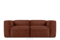 Sofa boho modułowa dwuosobowa w tkaninie plecionej pomarańczowa
