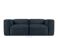 Sofa boho modułowa dwuosobowa w tkaninie plecionej ciemny niebieski