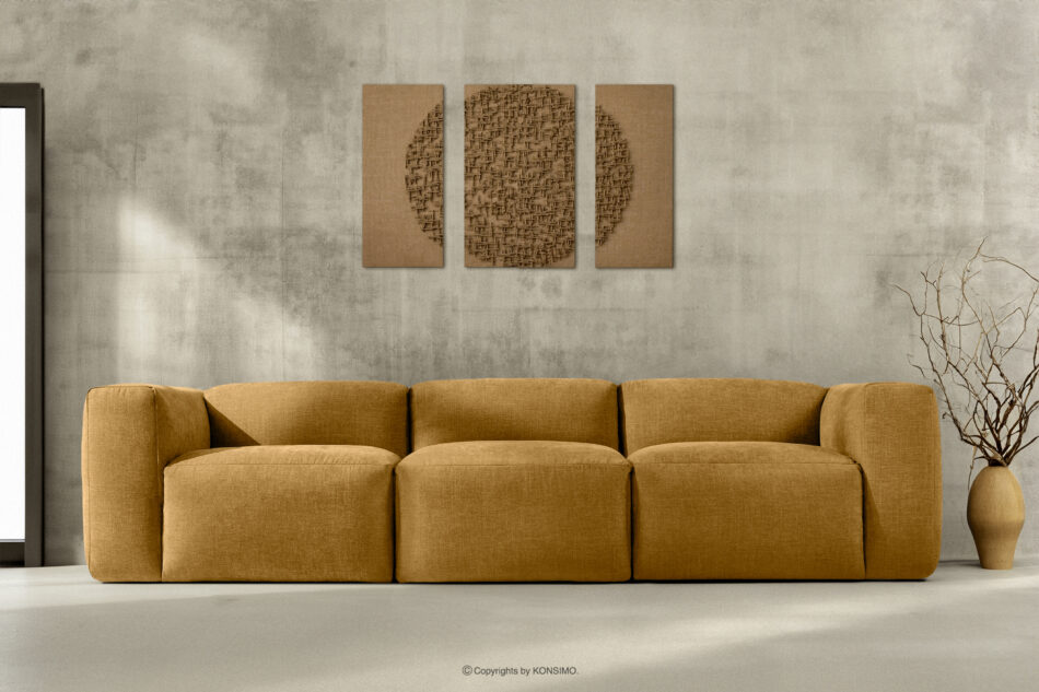BUFFO Sofa 3 boho modułowa w tkaninie plecionej miodowa miodowy - zdjęcie 15