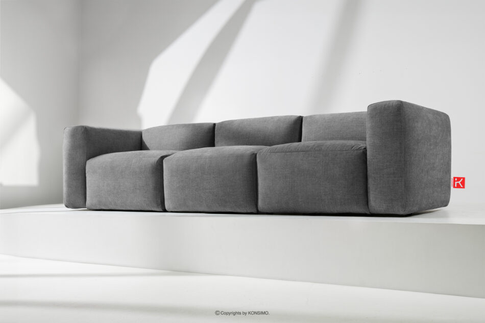 BUFFO Sofa 3 boho modułowa w tkaninie plecionej popielata popielaty - zdjęcie 11